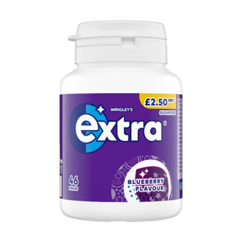Extra Blueberry Flavour Sugarfree Chewing Gum Bottle 46 Pieces